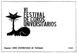 Portada del programa del festival coral universitario en el cual Maronna, Rabinovich, Masana, N&uacute;&ntilde;ez Cort&eacute;s y Mundstock, junto con otros miembros del Coro de la Faculta de Ingenier&iacute;a, presentaron la Cantata Modat&oacute;n en 1965